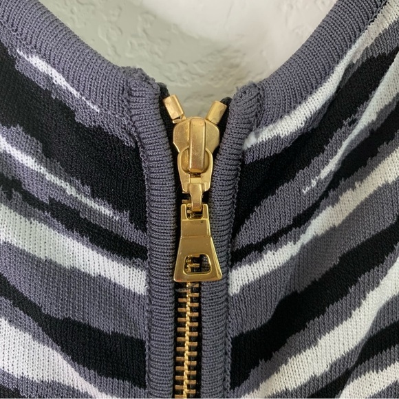 Milly Womens Ikat Jacquard sleeveless Flare Dress in black white multi L - Picture 9 of 9